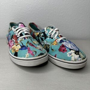 VANS Off The Wall Blue Floral Print Canvas Low Top Shoes